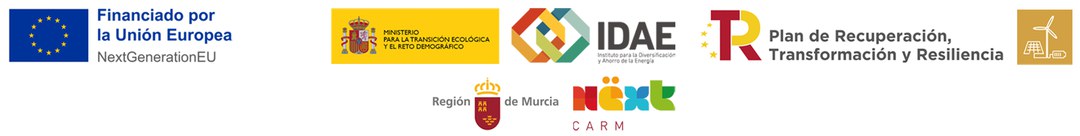 Financiado por la Unión Europea (NextGenerationEU); Ministerio para la Transición Ecológica y el Reto Demográfico; IDAE; Plan de Recuperación, Transformación y Resiliencia; Región de Murcia; Next CARM